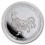 1 Unze Silber Tschad - Celtic Animals - Hahn Rooster - 2022 BU