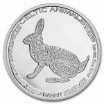 1 Unze Silber Tschad Celtic Animals Hase Rabbit 2021 BU
