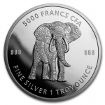 2019 Republic of Chad 1 oz Silver Mandala Elephant BU
