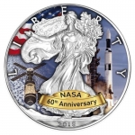 1 Unze Silber farbig American Eagle 2018 USA 60 Jahre...