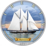 1 oz Silver American Eagle USA 2021 Colorized Age of Sails - Bluenose II