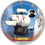 1 oz Silver American Eagle USA 2021 Colorized Age of Sails - Victoria