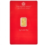 1 gram The Royal Mint - Henna Gold Bar (embossed) .9999 Fine (In Assay)