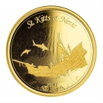 1 oz Gold St. Kitts & Nevis, 10 Dollar, Sunken Ship...