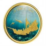 1 oz Gold St. Kitts & Nevis, 10 Dollar, Sunken ship...