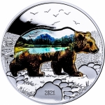 BEAR Into the Wild 2 Oz Silver Coin 1000 Togrog Mongolia...