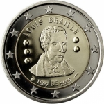 2 Euro Belgium 2009 Louis Braille in Proof