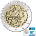 2 Euro Frankreich 2021 UNICEF - 75. Jubiläum BU in Coincard