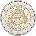 2 Euro Niederlande 2012 10 Jahre Euro Bargeld 