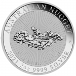 2021 Australien 2 oz Silver Nugget Golden Eagle Perth Capsule