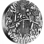 Tuvalu 2014 $2 Gods Of Olympus? Poseidon 2oz Silver Antique