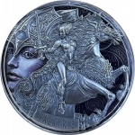 2 ounce silver Cameroon 2023 - VALKYRIE goddess of Norse mythology - Femina Bellator - Antique Finish Moonstone - 2000 Francs