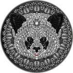 Niue  2021 5 Dollar 2 Oz Silver Mandala Collection Panda  Antique Finish 2 oz,