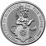 2 Unzen Silber Queens Beasts White Lion of Mortimer 2020 Großbritannien BU - auf Lager sofortiger Versand letzte Münze