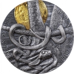 2 Ounce Silver Niue 2022 - The GREEN MAMBA - Wildlife in the Moonlight - Antique Finish Gilded - Issue 5