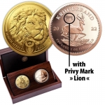 2 x 1 oz Gold South African Big Five Series II Lion and...