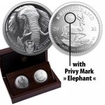 2 x 1 oz Silver South African Big Five Series II Elephant and Krugerrand Privy Elephant 2021 Proof