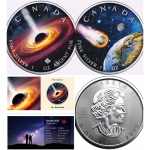 2 x 1 ounce silver Canada 2023 BU Maple Leaf Black Hole + Meteorit Edition