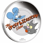 2021 Tuvalu 1 Oz Silver The Simpsons? - Itchy & Scratchy? 1 AUD Proof