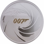 2021 Tuvalu 1 oz Silver James Bond 007 1 AUD BU Gilded...