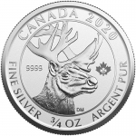 2020  Canada 3/4 oz Silver Woodland Caribou  Coin BU