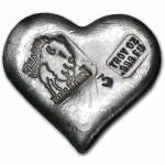3 Unzen Silber Herz - Heart - Bison  Bullion 999,99