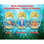 3 x 1 Unze Silber USA 2023 BU Colors of Paradise FUNKY HOLO - American Eagle OCTOPUS + FISCH + SEEPFERDCHEN - Setangebot