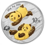 30 g Silber Panda 2022 China Jubiläums-Ausgabe - 40 Jahre Panda teilvergoldet