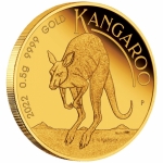 Australien 0,5 g Gold Mini Roo 2022 BU 2 AUD Coin Card