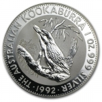 1 Unze Silber Kookaburra 1992 BU Australien - eckige...