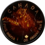 1 ounce silver Canada 2017 - TIGER Burning Wildlife - Black Ruthenium and 24ct Gold Plating