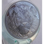 Congo 5000 Francs 2013 African Lion Antique Finish 4 Oz Silver