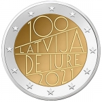 Latvia 2 Euro Latvia de iure - 100th Anniversary 2021