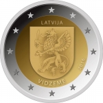 Latvia 2 Euro Vidzeme Latvian Regions 2016 unc.