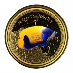 2021 Montserrat 1 oz Gold Montserrat Blue Girdled Angelfish (04)  EC8 Proof coloured