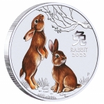 2 ounce silver Australia 2023 BU - Lunar Rabbit Year of the Rabbit - Coloured - 2 AUD - Zodiac Signs