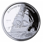 NEU* 1 ounce silver St.Vincent EC8 - 2022 Prooflike - WAR SHIP Sailing - 2$
