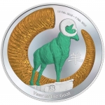 2015 Chinese Lunar Calendar Year of the Goat 1 oz Coloured Silver Coin Nieu Islands $2