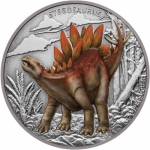 Niue Islands 2 Dollar Dinosaurier Stegosaurus 1 Oz Silber 2020 Antique Finish Farbe