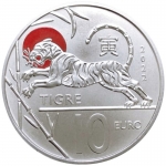San Marino 10 Euro 2022 - Year of the Tiger - Lunar Tiger- Chinese Zodiac - 2022 BU