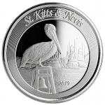 St. Kitts & Nevis, 2 Dollar, Brauner Pelikan (2), 2019  EC8  1 UNze Silber, 1 oz BU