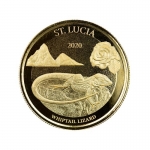 2020 St. Lucia 1 oz Gold Whiptail L:izard (3)  EC8