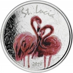St. Lucia,  2 Dollar, Flamingo EC8 1 Unze Silber, 1 oz...