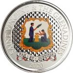 St. Vincent & The Grenadines,  2 Dollar, Pax Et Justitia (3) EC8 1 Unze Silber, 1 oz Proof farbig 2020
