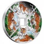 Tuvalu Year of the Tiger Quadrant 4 x 1 Unze Silver 2022 Proof coloured