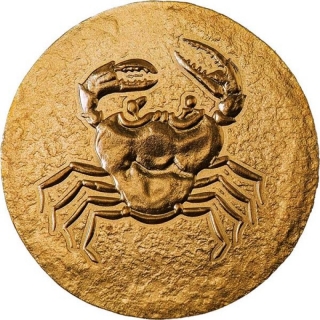 0.5 g Gold Cook Islands 2022 - CRAB AKRAGAS - 2022 Silk Finish - Series Ancient Greece