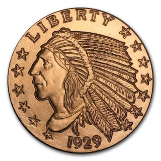 Copper Round  NEW REVERSE American INDIAN  Series  "GREAT SPIRIT" 1 oz 