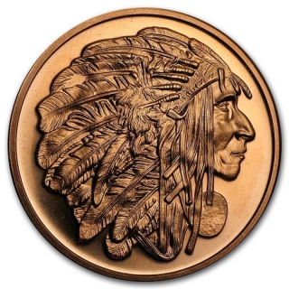 1 oz Copper Round  Medallion Chief .999 AVDP