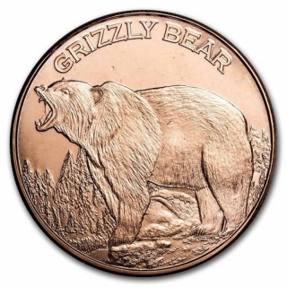 1 oz Copper Round - Grizzly Bear AVDP