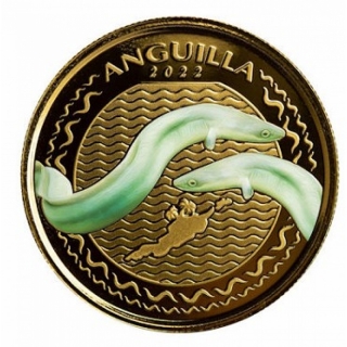 1 Ounce Gold Anguilla 2022 - Eel - EC8 Eastern Carribean Serie - 2022 Proof Color